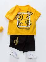 Round Neck Multicolor Regular Fit Toddler Boy Two-piece Outfits 6012