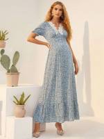 V neck Regular Fit Boho Contrast Lace Maternity 4397