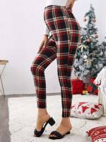  Casual Plaid Multicolor Maternity Leggings 9160