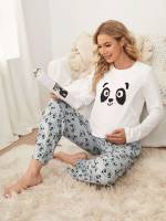 Multicolor  Cartoon Maternity Loungewear 8349