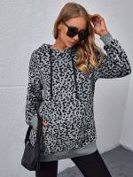 Long Sleeve Leopard Hooded Casual Baby  Mom 8830