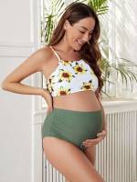  Cute Spaghetti Strap Maternity Swimwear 6193