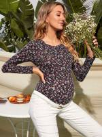  Multicolor Round Neck Maternity T-shirts 8973