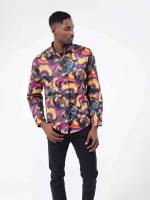 All Over Print Regular Fit Button Front Collar Men Tops 5661