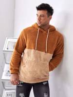 Drawstring Colorblock Regular Fit Long Sleeve Men Clothing 958