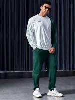  Long Sleeve Letter Drawstring Men Co-ords 6568