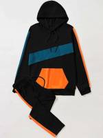  Hooded Long Sleeve Drawstring Men Co-ords 766