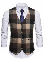 Multicolor Plaid Slim Fit Men Blazers 5070