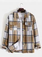 Multicolor Plaid Button Front Men Clothing 3712