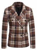 Multicolor Slim Fit Button Plaid Men Clothing 2687