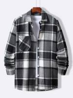 Multicolor Pocket Short Plaid Men Outerwear 6556