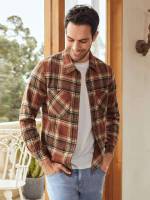  Button Casual Plaid Men Outerwear 1418