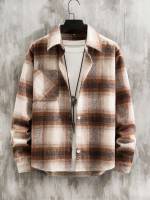 Preppy Long Sleeve Plaid Collar Men Clothing 497