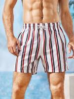  Multicolor Striped Drawstring Men Swimwear 6941