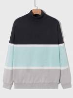  Long Sleeve Preppy Colorblock Men Knitwear 7299
