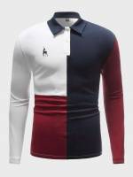 Long Sleeve Embroidery Regular Fit Polo Men Tops 7521