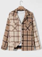 Collar Long Sleeve Plaid Regular Men Clothing 7711