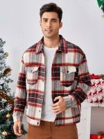 Regular Collar Tartan Preppy Men Clothing 2446