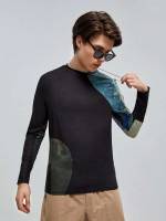 Long Sleeve Round Neck Regular Fit Regular Men Tops 7856