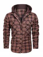 Casual Regular Button Front Hooded Men Clothing 718