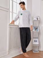  Long Sleeve Multicolor Patched Underwear  Sleepwear 2741