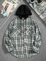  Hooded Regular Fit Plaid Men Overcoats 484