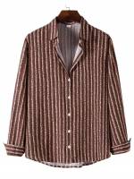 Regular Fit Long Sleeve Collar Striped Men Shirts 882