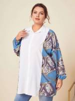  Long Collar Oversized Plus Size Blouses 3212