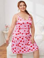 Multicolor Cute Sleeveless Straps Plus Size Nightgowns  Sleepshirts 6664