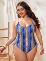  Floral Spaghetti Strap Plus Size Beachwear 3867