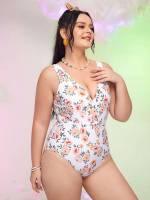  Floral Multicolor Plus Size One-Pieces 374