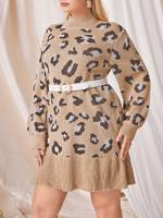 Leopard Multicolor Short Casual Women Plus Clothing 426