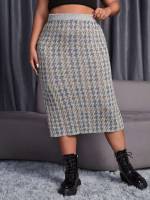 Houndstooth Casual  Women Plus Clothing 3559