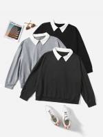  Casual Plain Regular Plus Size Sweatshirts 5405