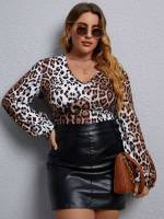  Leopard Crop Plus Size Tops 6467