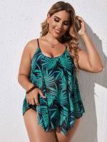  Contrast Mesh  Plus Size Tankinis 724