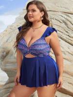  Geometric Multicolor Plus Size Tankinis 2620