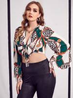 Long Sleeve Regular Fit Multicolor Plus Size Women Tops 4230