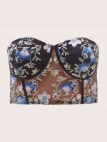 Crop Floral Strapless Regular Fit Women Plus Clothing 9698