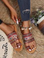 Colorblock Multicolor Embroidery Women Sandals 8074