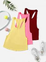 Scoop Neck Multicolor Regular Women Active Tops 4956