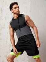 Regular Hooded Sleeveless Men Active Tops 1562