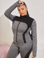  Long Sleeve Stand Collar Women Plus Activewear 6026