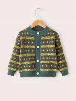  Round Neck Long Sleeve Regular Fit Toddler Boy Cardigans 8090