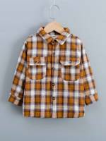 Long Sleeve Plaid Pocket Preppy Kids Clothing 3394