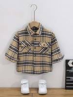 Regular Fit Long Sleeve Preppy Plaid Toddler Boy Coats 918