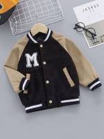 Regular Long Sleeve Letter Button Front Toddler Boy Jackets 5498