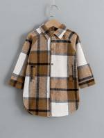 Plaid Button Multicolor Casual Kids Clothing 2912