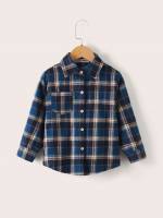 Multicolor Long Sleeve Plaid Patched Toddler Boys Clothing 690