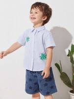 Short Sleeve Button Front Collar Casual Toddler Boys Clothing 1357